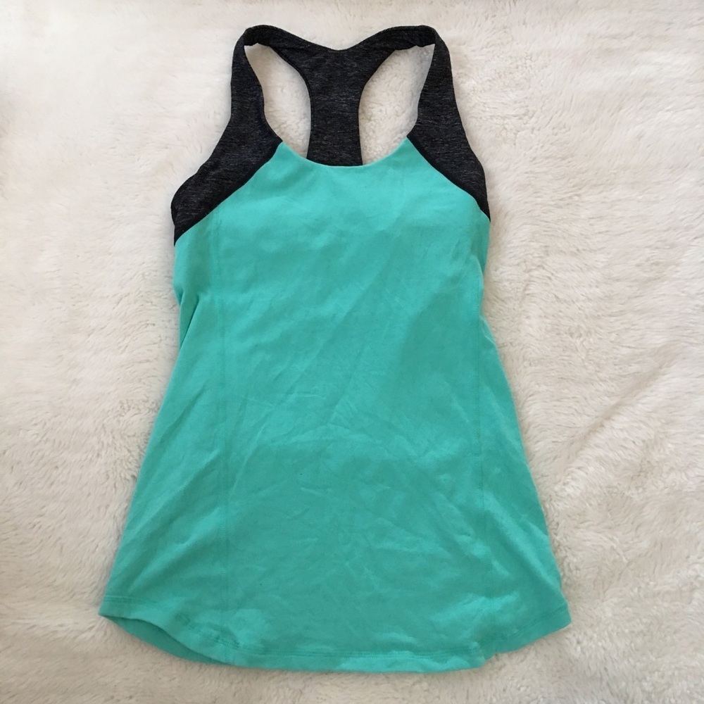 Lululemon Racerback Aqua Gray Tank Top size 4